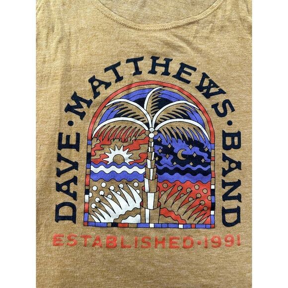 Dave Matthews Band Palm Tree Yellow  Tank Top Size Large - Picture 2 of 9